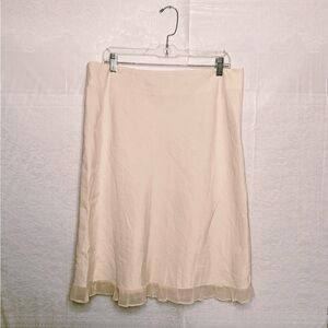 Amanda smith Cream Size 14 silk linen blend skirt ruffle Chiffon hem A Line